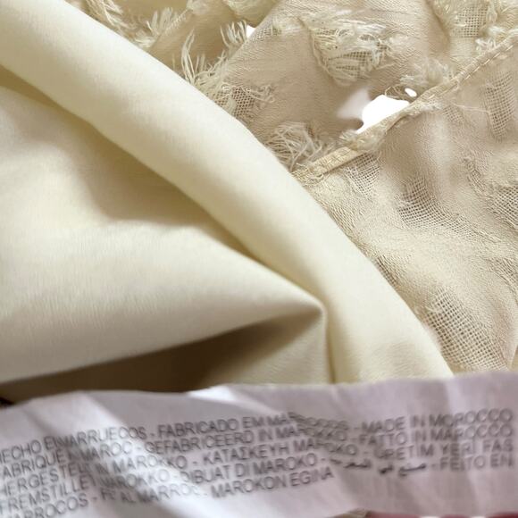 Zara Voluminous Yellow Textured Weave Puff Sleeve Midi Dress Size XS 2339/301 - Picture 15 of 15